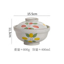Axyaa Floral Ceramic Bowl with Lid - Vintage Large Soup & Ramen Bowl