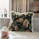 Axyaa Vintage Floral Oil Painting Pillow Cover with Jacquard Tassels