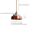 Axyaa Ceramic Copper Pendant Lamp Vintage LED Freehand Painting Pendant Light