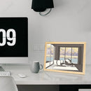 Axyaa Wooden LED Table Lamp with Light Shadow Effects for Home Decor
