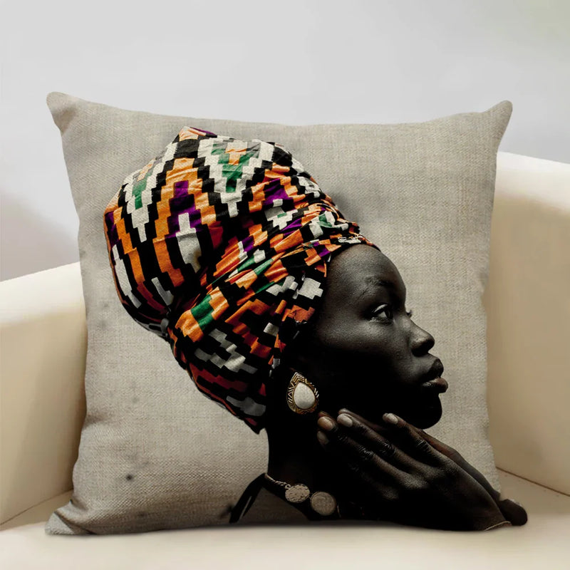 Nordic Print Linen Cushion Cover, Black and White Decor Pillowcase for Sofa by Axyaa