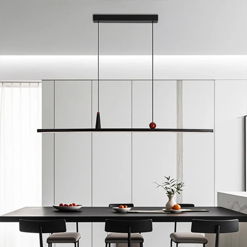 Axyaa Black Aluminum LED Chandelier - Modern Pendant Light for Office Island & Bar Table
