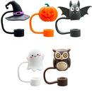 Axyaa Halloween Silicone Straw Toppers 5PCS Set for 10mm Straws