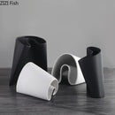 Axyaa Irregular Ceramic Vase Floral Pots Desk Decor Ornaments Room Aesthetic Flowers