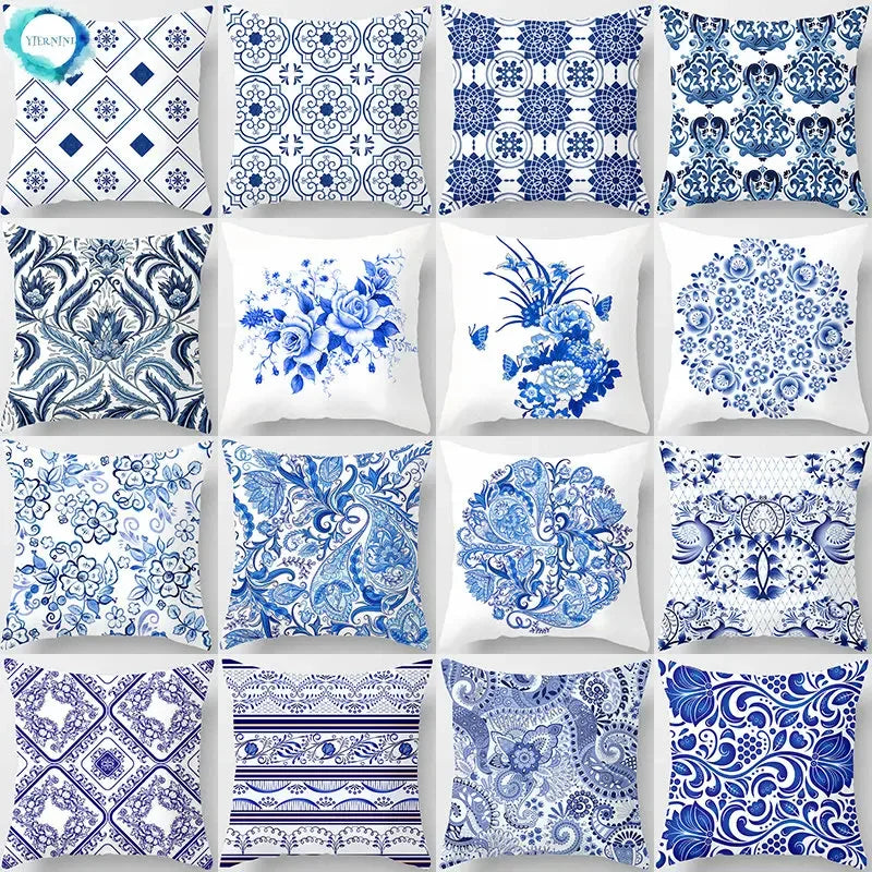 Axyaa Blue Mandala Pattern Pillow Case 45*45cm