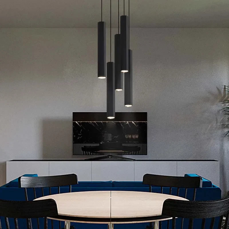 Axyaa Modern LED Crystal Chandelier for Staircases, Nordic Black Indoor Long Hanging Light