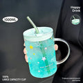 Axyaa Glass Measuring Cup with Lid, Handle & Scale – Clear Multifunction Mug