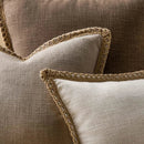 Axyaa Burlap Linen Trimmed Throw Pillow Covers for Farmhouse Decor