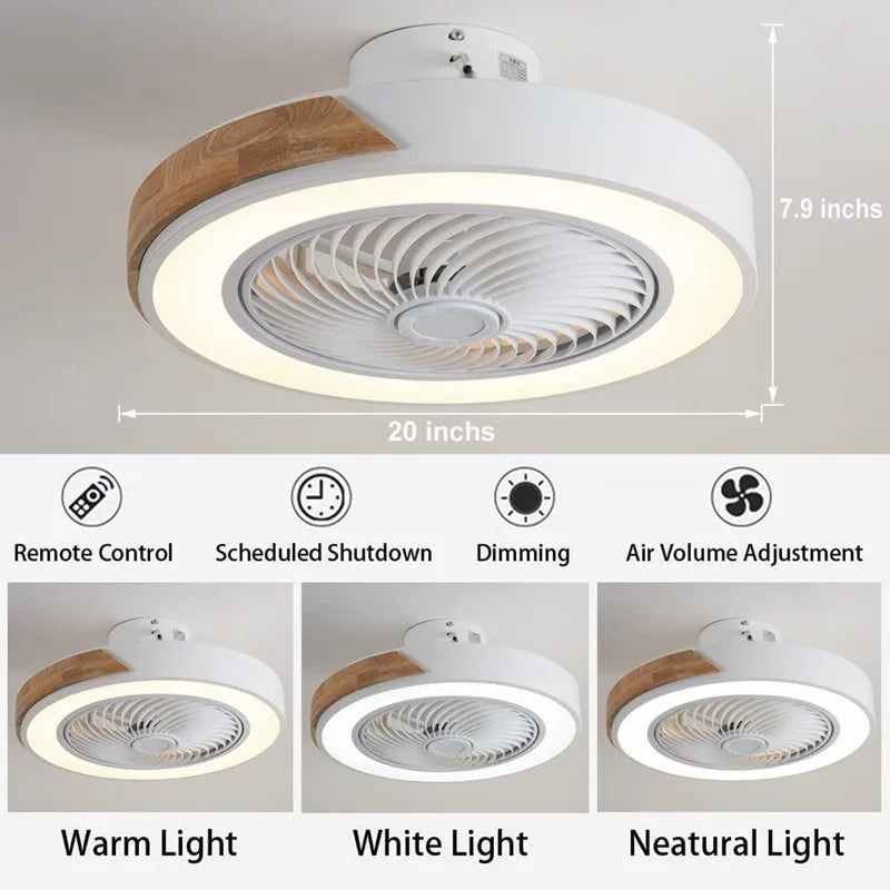 Axyaa Ceiling Fan Light with Remote Control, Dimmable, 3 Color, Low Profile