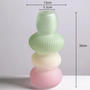 Axyaa Geometric Striped Glass Vase Gradient Flowerpot Terrarium Gradient Home Decor