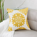 Axyaa Yellow Geometric Floral Embroidered Cushion Cover - 45x45cm