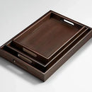 Axyaa Bamboo Wooden Rectangular Food Tray with Handle - Home Hotel Kitchen Storage