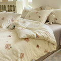 Axyaa Korean Floral Bedding Set 2025: Washed Cotton Duvet Cover, Girls Bedding Sheet Sets