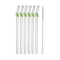Axyaa 200*8mm Leaf Glass Straws for Smoothie Cocktail Coffee Juice Drinks