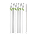 Axyaa 200*8mm Leaf Glass Straws for Smoothie Cocktail Coffee Juice Drinks