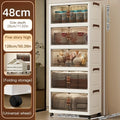 Axyaa Foldable Storage Cabinet, 3-6 Tier, Rolling Wheels, Bathroom/Bedroom/Living Room Organization