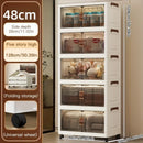 Axyaa Foldable Storage Cabinet, 3-6 Tier, Rolling Wheels, Bathroom/Bedroom/Living Room Organization