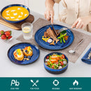 Axyaa 24-Piece Blue Stoneware Dinnerware Set - Change Glaze Finish