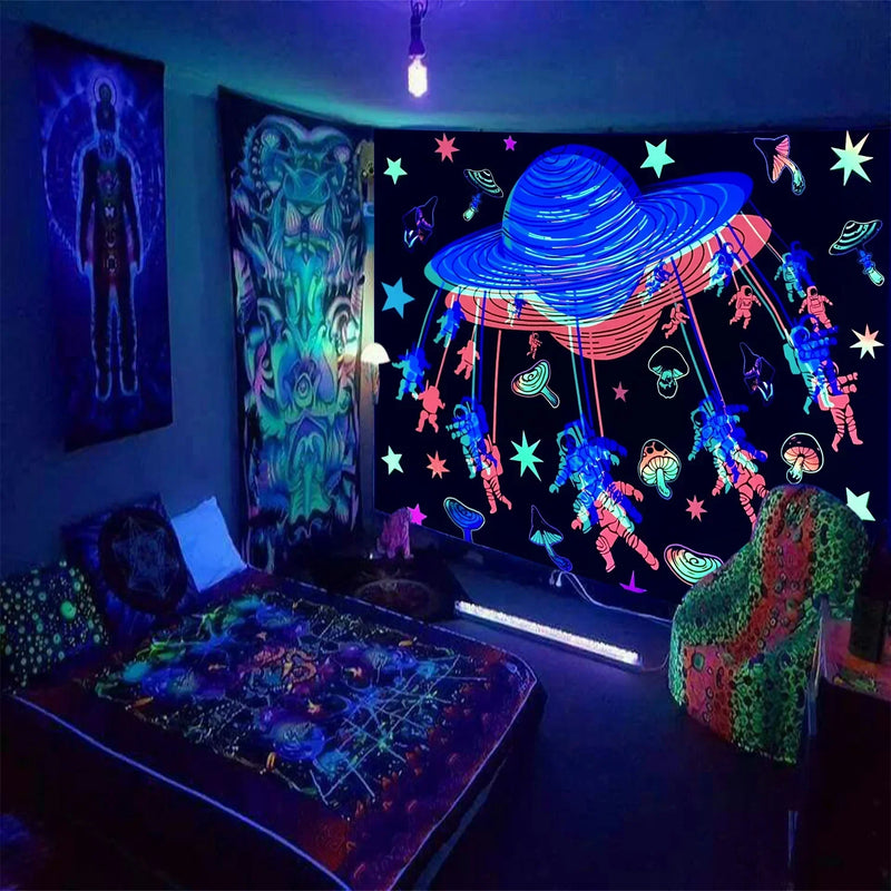 Axyaa Psychedelic Mandala Tapestry Wall Hanging for UV Home Decor