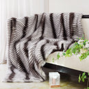 Axyaa Brown Stripe Faux Fur Throw Blanket: Soft, Cozy, Luxurious Home Decor