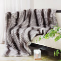 Axyaa Brown Stripe Faux Fur Throw Blanket - Luxuriously Soft and Cozy Fur Blanket