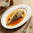 Axyaa Oval Ceramic Texture Plate Set for Restaurant and Home Use