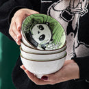 Axyaa Hand Drawn Cartoon Ceramic Bowl & Chopsticks Set: Creative Giftware