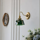 Axyaa Green Glass LED Wall Sconce with Copper Knob Switch