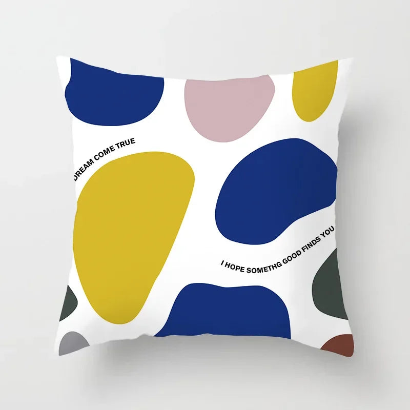 Abstract Geometric Mountain Pillowcase Blue Polyester for Sofa Hotel Office Seat Cushion Cover