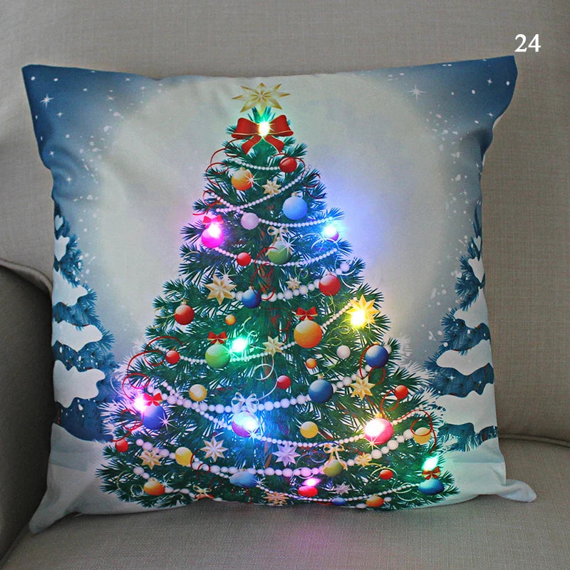 Axyaa LED Santa Claus Cushion Cover: Festive Light-Up Pillowcase for Home Decor