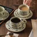 Axyaa Stoneware Latte Mug Set Cup & Saucer Japanese Style Ceramic Beverage