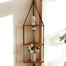 Axyaa Triangle Wooden Wall Shelf for Home Decor and Plant Display
