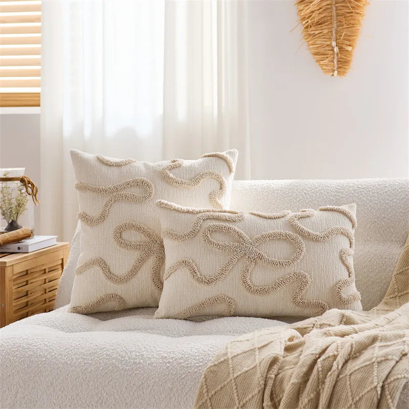 Axyaa Chenille Tufted Throw Pillow Cover for Sofa Living Room - Nordic Style