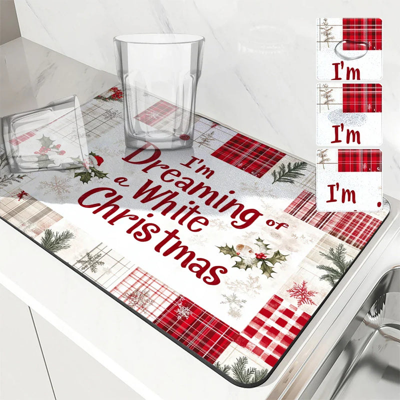 Axyaa Christmas Diatom Mud Kitchen Drain Pad Set