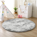 Axyaa Tie-Dye Round Plush Area Rug - Soft Fluffy Shaggy Mat for Trendy Home Decor