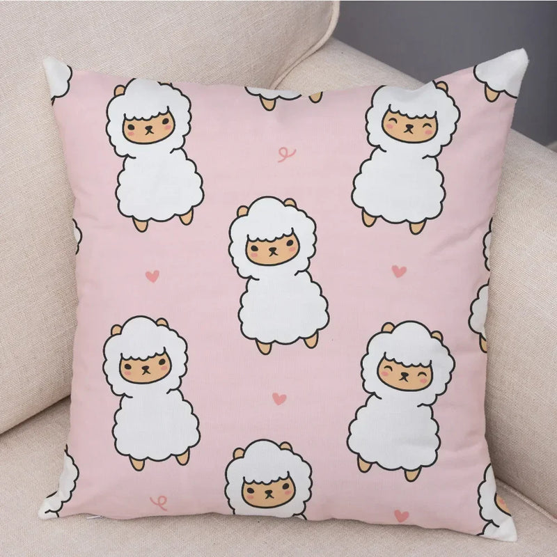 Axyaa Cartoon Animal Cushion Cover: 45*45cm for Living Room, Sofa, Car, Children's Room