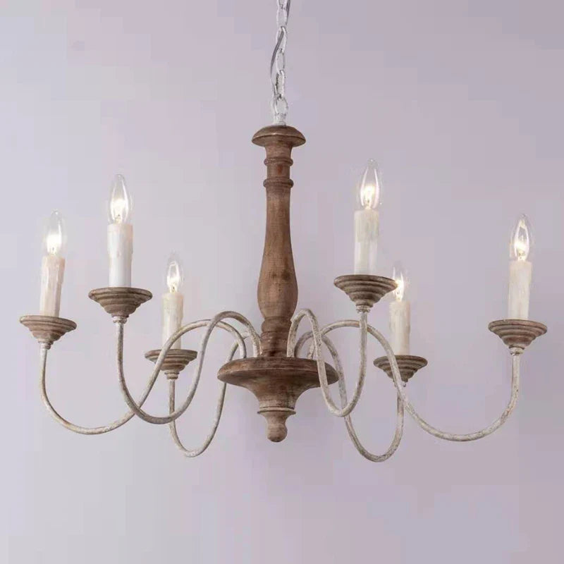 Axyaa Rustic Wooden Chandelier for Home Decor and Lighting