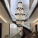 Axyaa Crystal Chandelier Stair Pendant Lamp Living Room Interior Lighting