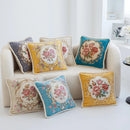 Axyaa Chenille Vintage Ivory Floral Embroidered Throw Pillow Cover