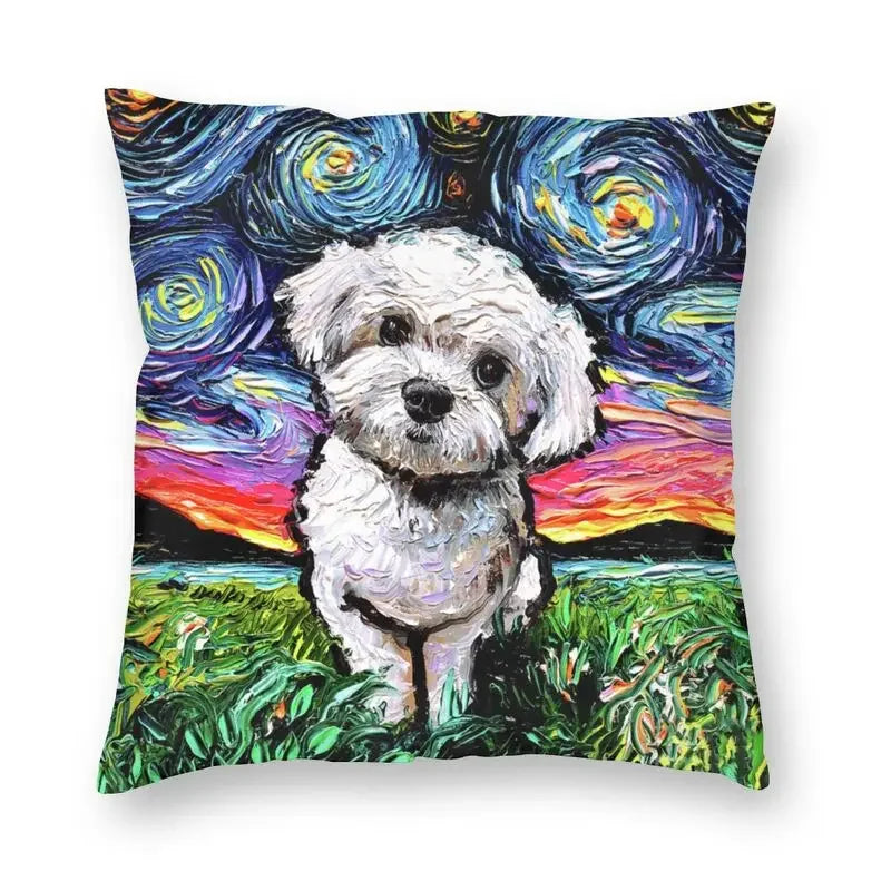 Pink Convertible Pillowcase White Poodle Sofa Cushion Cover Axyaa Home Decor
