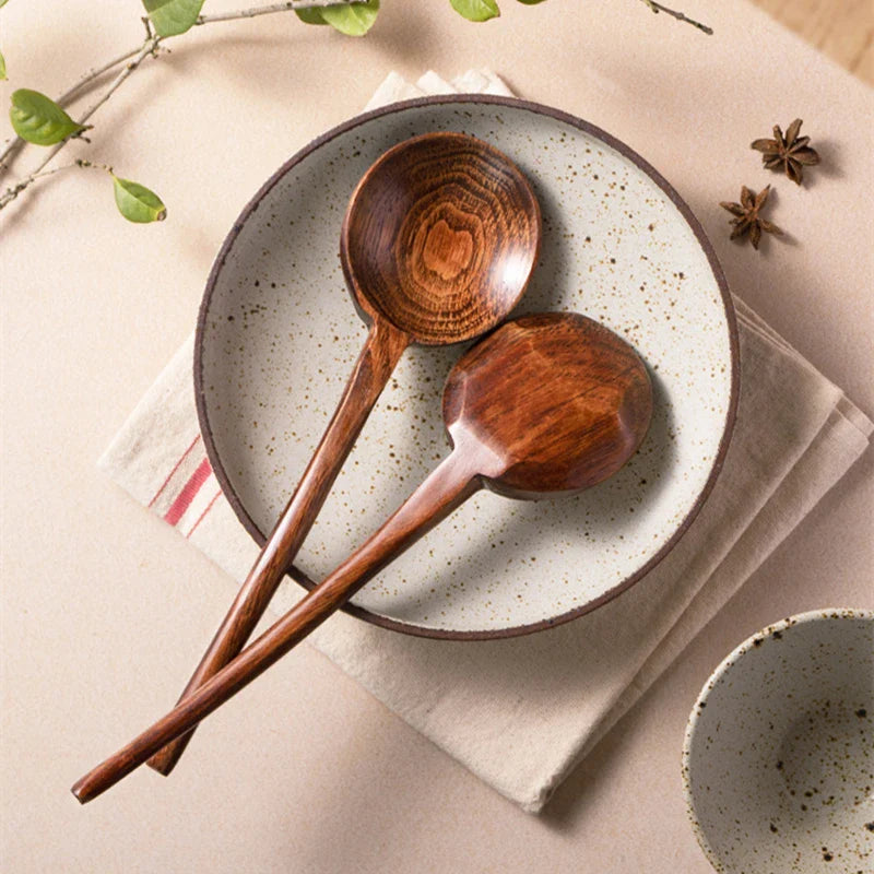 Axyaa Bamboo Ramen Spoon Serving Ladle - Japanese Style Cooking Utensil