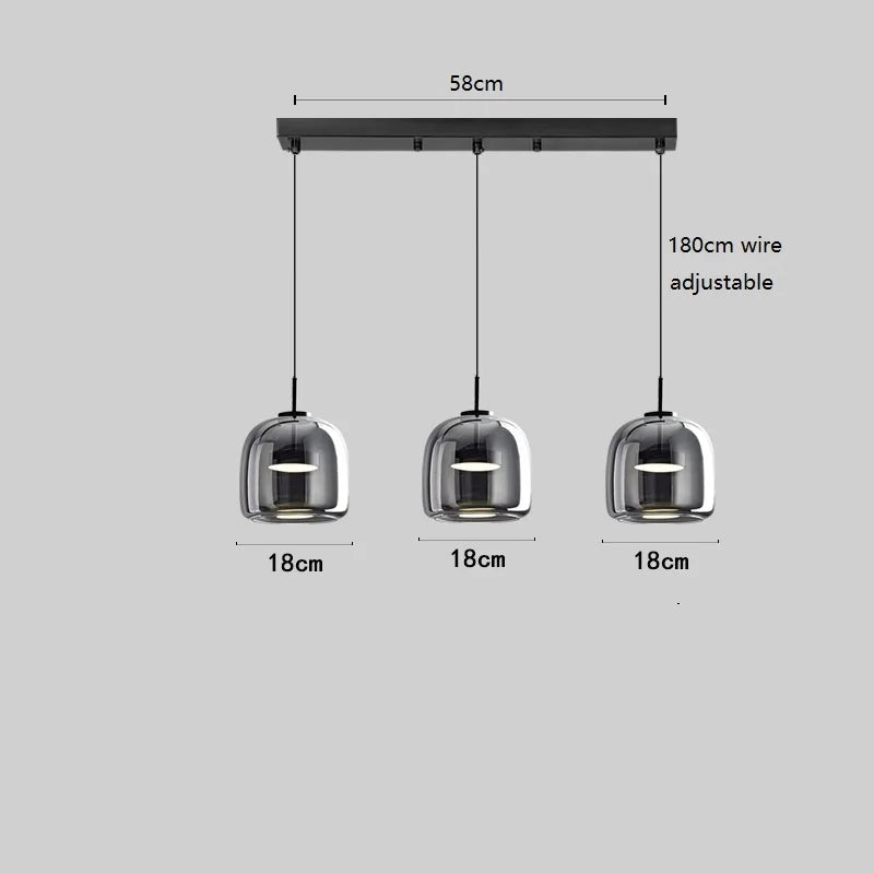 Axyaa Nordic LED Pendant Lights 8W Smoky Glass Hanglamp