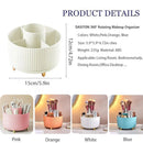 Axyaa Desktop Pen Holder: 360° Rotating Makeup Brush Cup, 5 Slots for Stationery & Makeup
