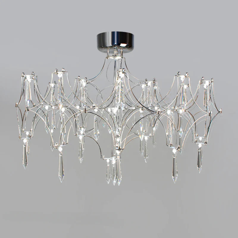 Axyaa Starry Crystal Chandelier: Luxe Modern Lighting for Hotel, Villa, Dining Room