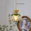 Axyaa Nordic Modern LED Flower Glass Copper Hanging Lamp for Home Decor