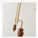 Axyaa French Retro Wooden Brass Floor Lamp with Glass Lampshade for Living Room