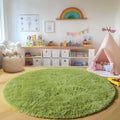 Axyaa Soft Shaggy Round Area Rug for Living Room Kids Bedroom Gray