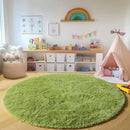 Axyaa Soft Shaggy Round Area Rug for Living Room Kids Bedroom Gray