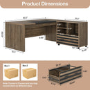 Axyaa Executive L-Shaped Desk with Mobile File Cabinet and Storage Shelves