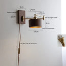 Axyaa Walnut Ash Wood LED Wall Sconce with Pull Chain Switch for Indoor Lighting